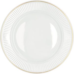 Plissé tallerken 22 cm, hvid/guld
