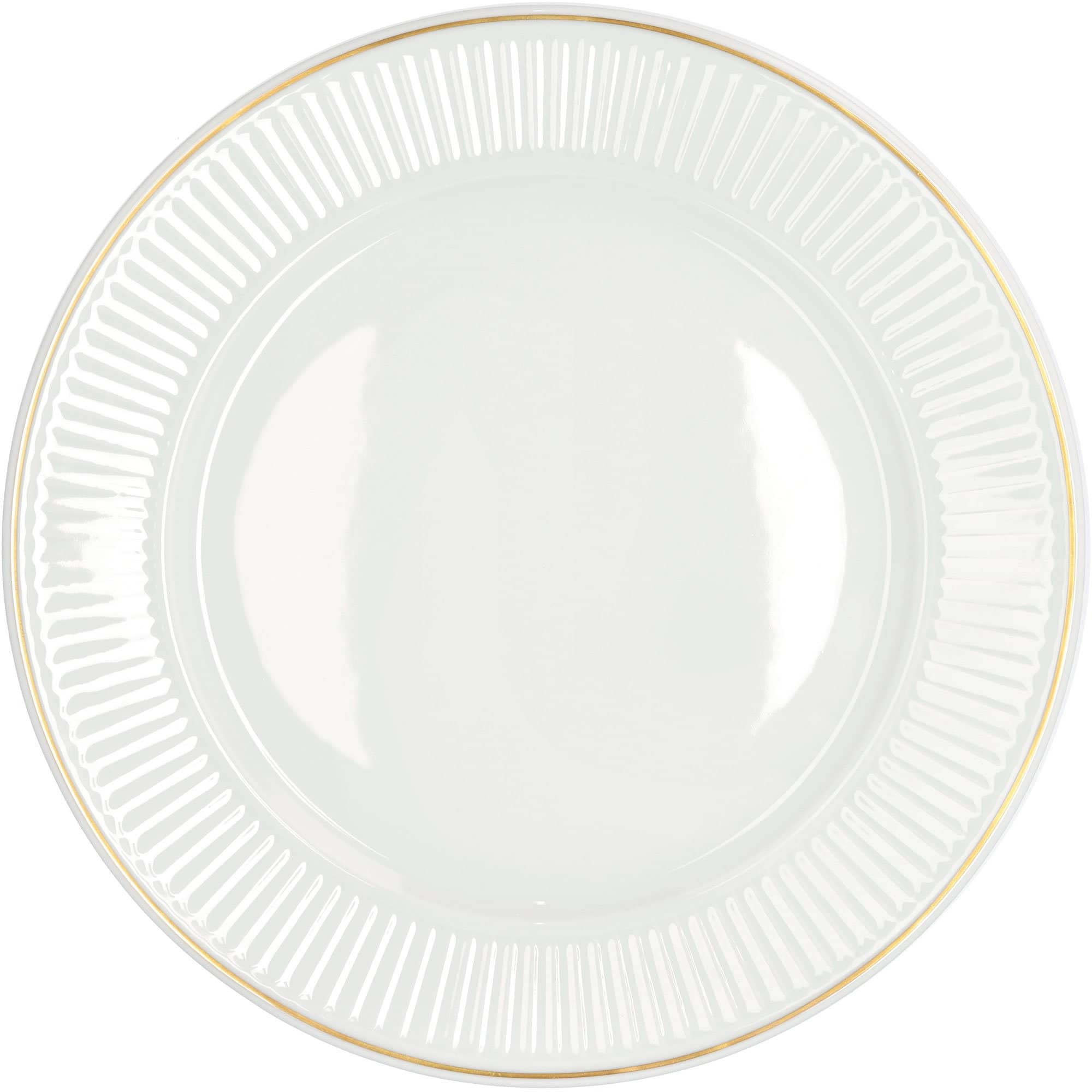 Plissé tallerken 22 cm, hvid/guld