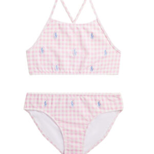 Polo Ralph Lauren Bikini - Pink/Hvidternet m. Logoer