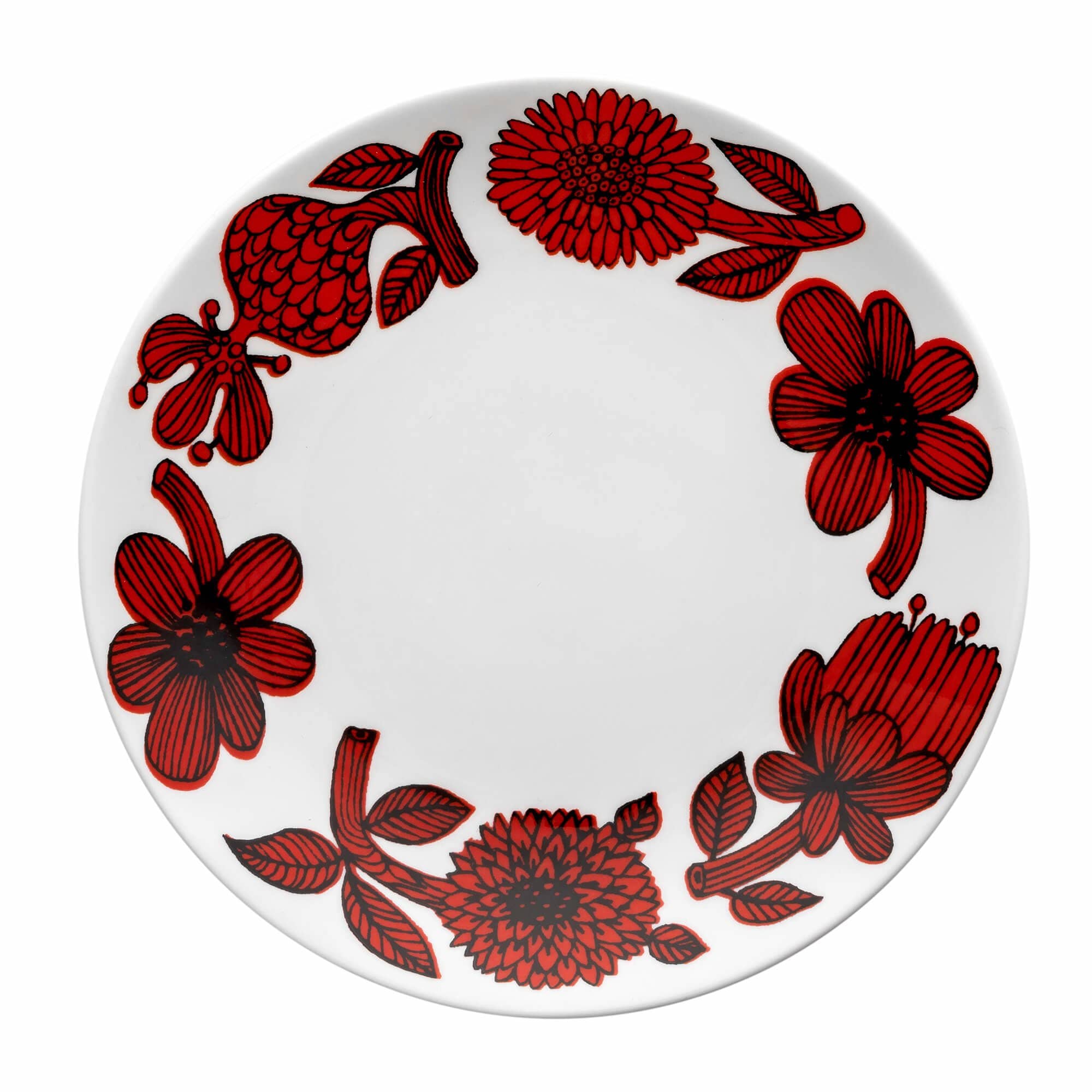 Rød Aster tallerken, 18 cm