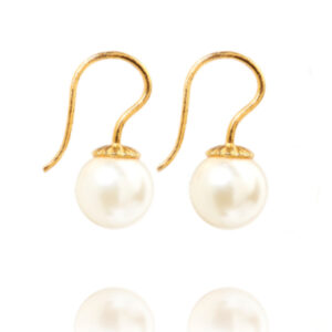 Romantic øreringe med perler i "Crystal Creme"/guld
