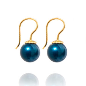 Romantic øreringe med perler i "Crystal Petrol"/guld