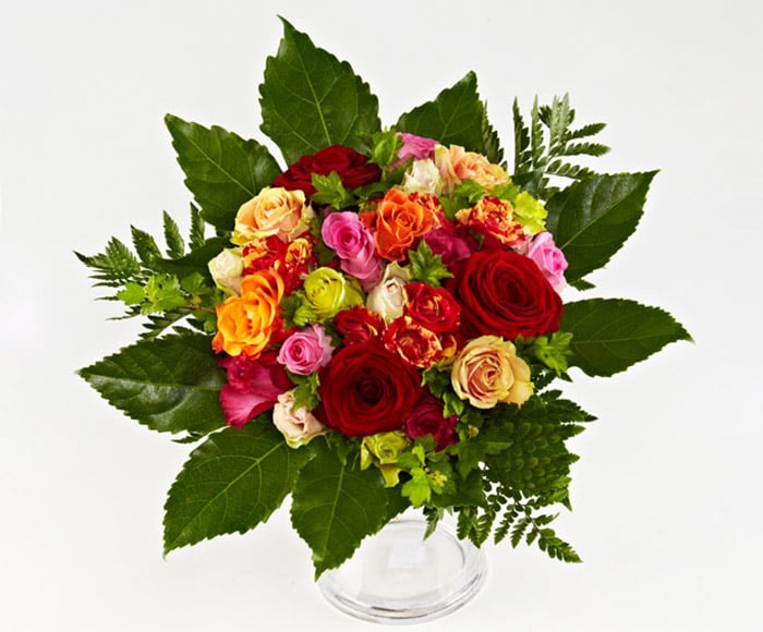 Rosenbuket i varme farver - Send blomster med Bloomit