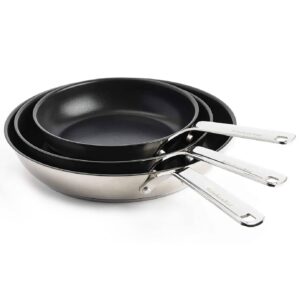 Sæt med stegepander 20 cm + 24 cm + 28 cm, rustfrit stål