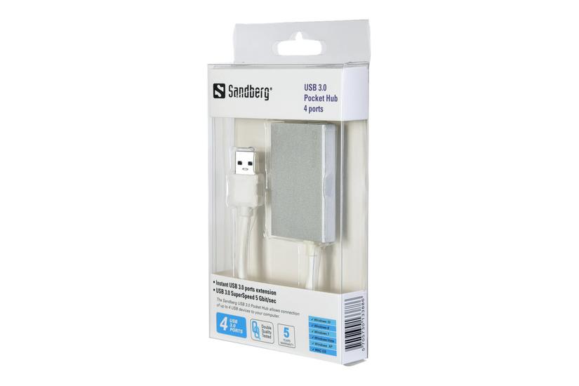 Sandberg USB 3.0 Pocket Hub - hub - 4 porte