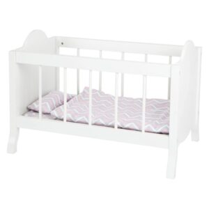 Small Foot - Wooden Doll Bed White with Bedding Stripes 4dlg.