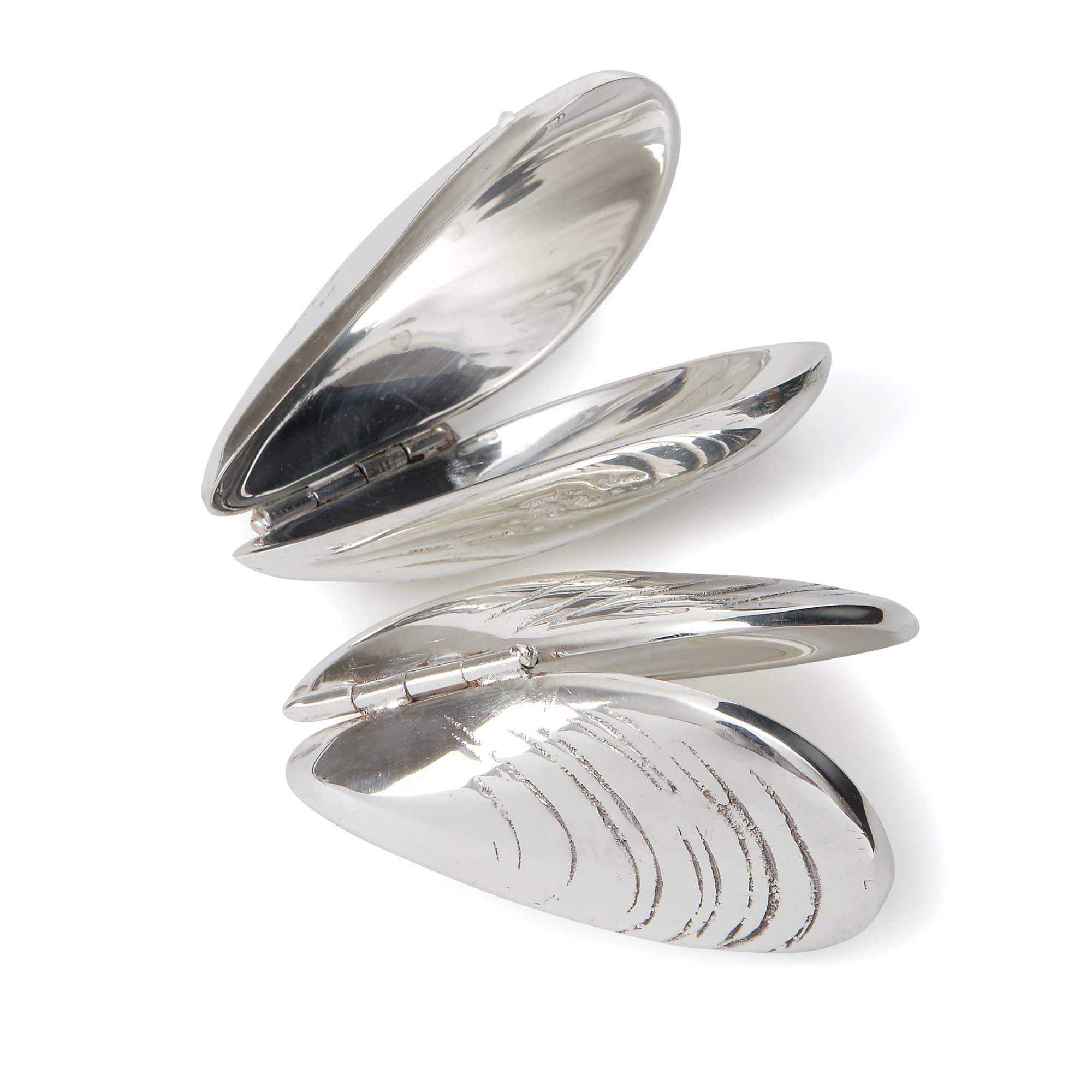 Sølvbelagte muslinger - spiseredskaber