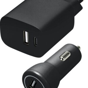 Speedlink - Wall & Car Charger Set Usb-a & Usb-c 15w, Black