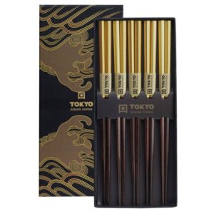 Spisepinde gavesæt med 5 par, gold