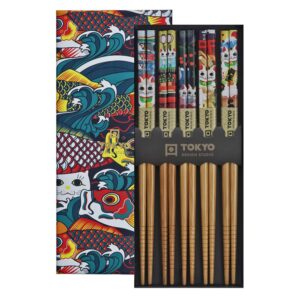 Spisepinde gavesæt med 5 par, lucky & koinobori