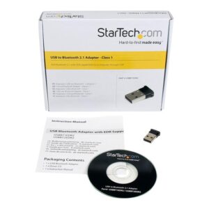 StarTech.com Bluetooth Adapter - Mini USB Adapter - Bluetooth 2.1 - Class 1 EDR - Bluetooth Receiver (USBBT1EDR2) - netværksadapter - USB