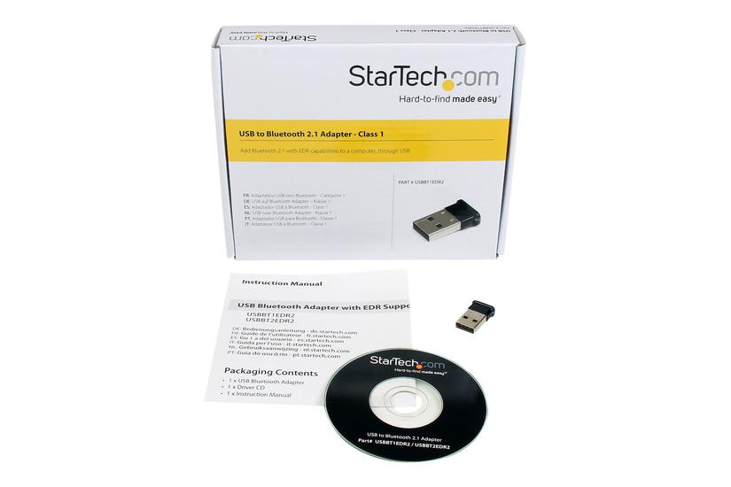StarTech.com Bluetooth Adapter - Mini USB Adapter - Bluetooth 2.1 - Class 1 EDR - Bluetooth Receiver (USBBT1EDR2) - netværksadapter - USB