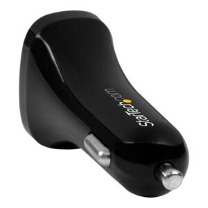 StarTech.com Dual Port USB Car Charger - High Power 24W/4.8A - Black - 2-Port USB Car Charger - Charge two tablets at once (USB2PCARBKS) bilstrømsadapter - USB - 24 Watt