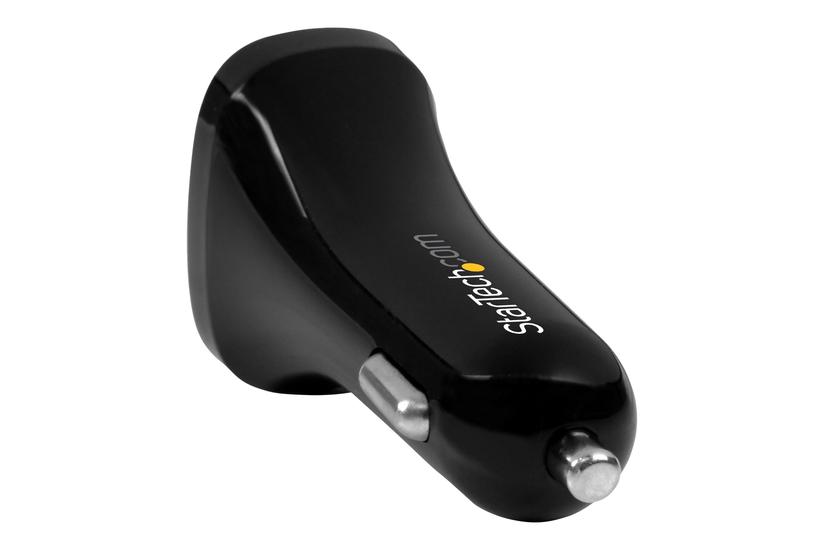 StarTech.com Dual Port USB Car Charger - High Power 24W/4.8A - Black - 2-Port USB Car Charger - Charge two tablets at once (USB2PCARBKS) bilstrømsadapter - USB - 24 Watt