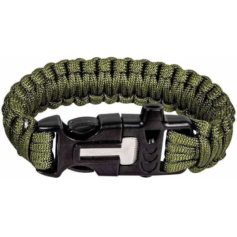 Survival Paracord armbånd m. ildstål og fløjte