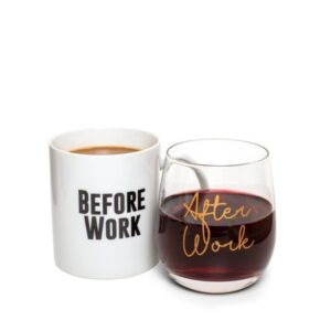Thumbs Up! Before Work After Work Mug & Wine Mug & Glass Set