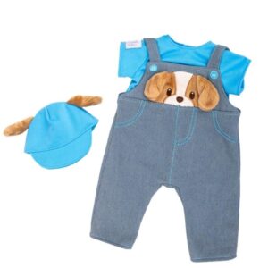 Tiny Treasures Dukke-outfit med hundehvalp i 3 dele