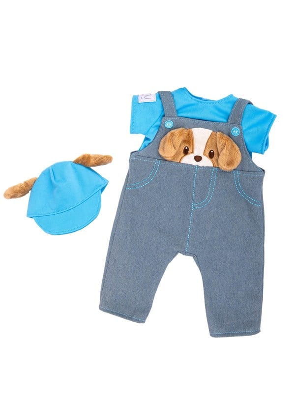 Tiny Treasures Dukke-outfit med hundehvalp i 3 dele