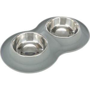 Trixie Bowl set silicone/stainless steel 2 × 0.4 l/ø 16 cm/40 × 5 × 23 cm grey