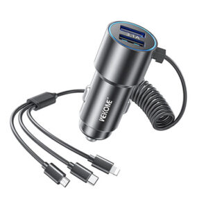 WEKOME™ 2-i-1 USB-A Oplader til bil M. 3 stik - 33W - Sort