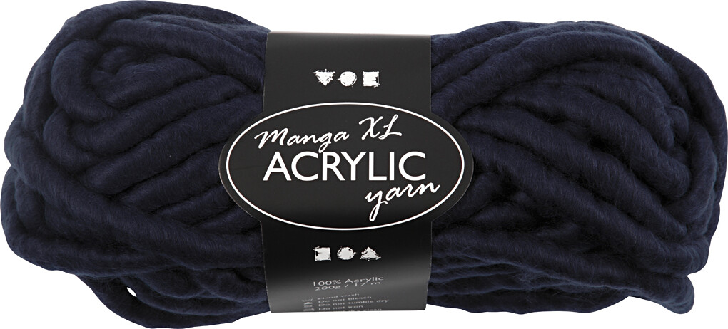 Xl Kæmpe Akryl Garn - Polyacryl - L 17 M - Manga - Mørk Blå 200 G